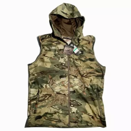 Under Armour Men's Rut Fleece Vest Hoodie Forest Camo 1356288-988 M NWT