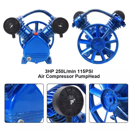 3HP Replacement Air Compressor Pump Single Stage V Style Twin Cylinder 2 Piston