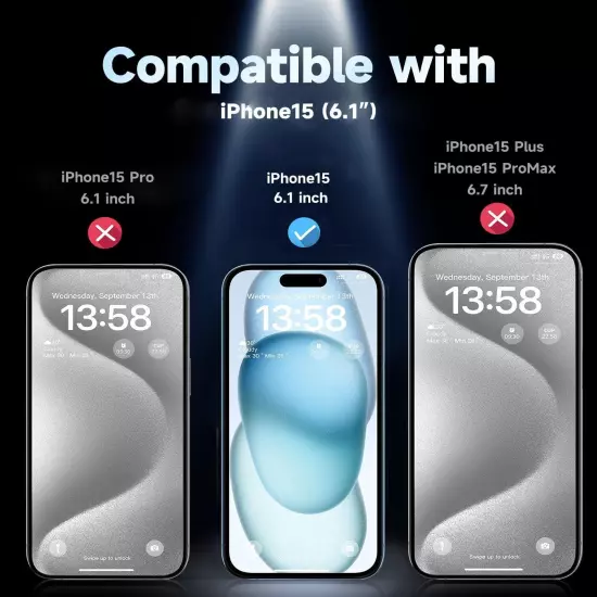 2x iPhone 15 14 13 Pro Max Tempered Glass Screen Protector Magic Auto Alignment