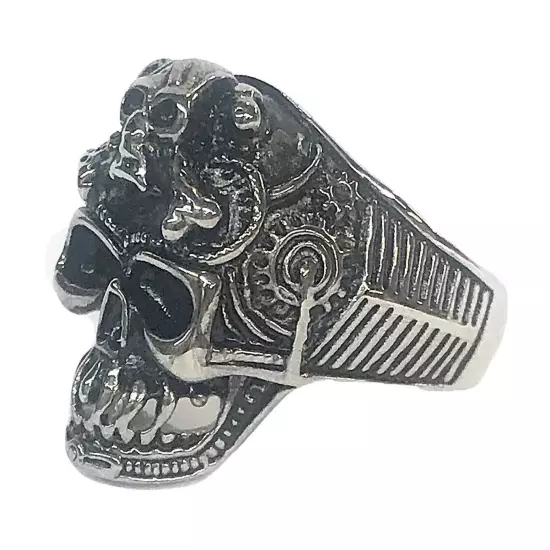 Stainless Steel Men’s Biker Style Ring Skull & Crossbones Size 14 - 21+ Grams