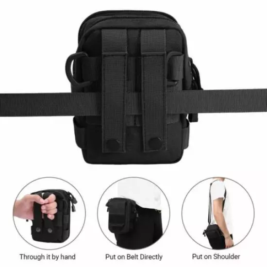 Tactical MOLLE Pouch 1000D Durable Adjustable Shoulder Strap Hiking Pocket Bag