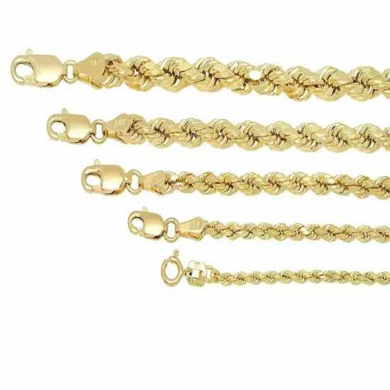 BRAND NEW 14K Yellow Gold 2mm-5mm Italy Rope Chain Twist Link Bracelet Hollow