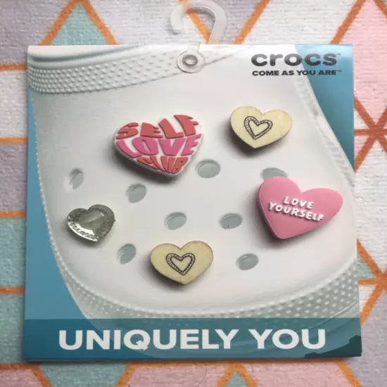 Crocs Handmade jibbitz 5pc Valentines Day Self Love Heart shoe charms Set 12