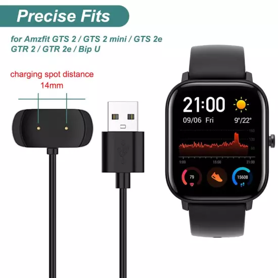 Charger Cable for Amazfit Bip 5, Bip 3, Bip U, T-Rex Pro, GTS 4 Mini,