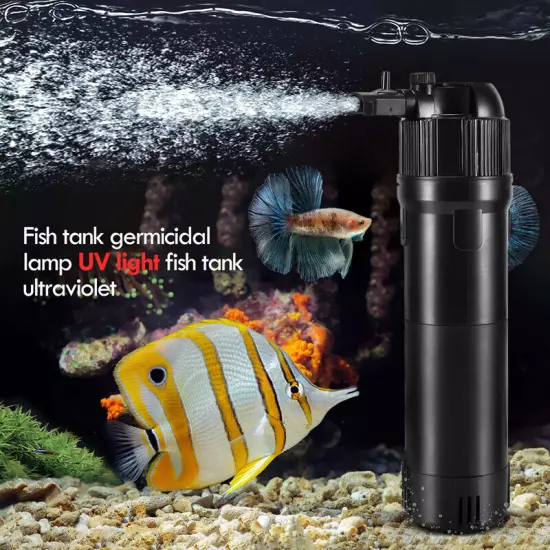 5-in-1 Internal Aquarium Fish Tank UV Sterilizer Filter Submersible Water Pump