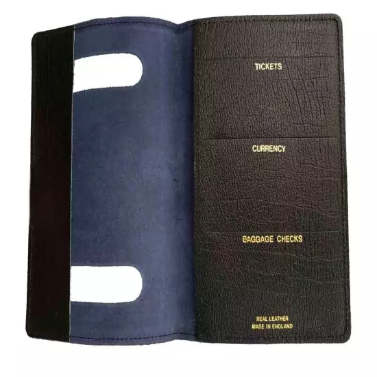 British United Kingdom Genuine Leather Passport Holder Travel Organizer Black