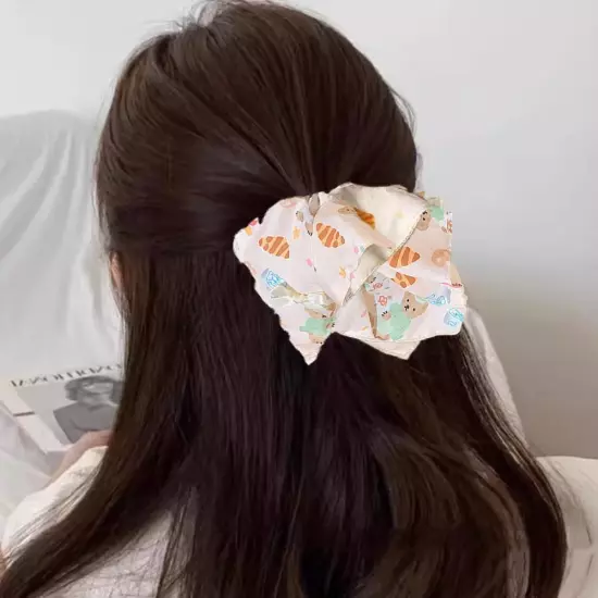 Square scarf hair band with cream and yellow bow W8D1 м/