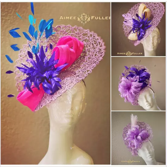 Kentucky Derby Fascinator Purple Cream White Royal Ascot Hat Cocktail Hat