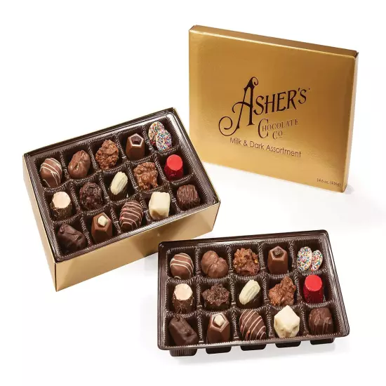 Ashers Chocolate Assortment, Milk & Dark, 32 Pieces, 16oz Gift Set