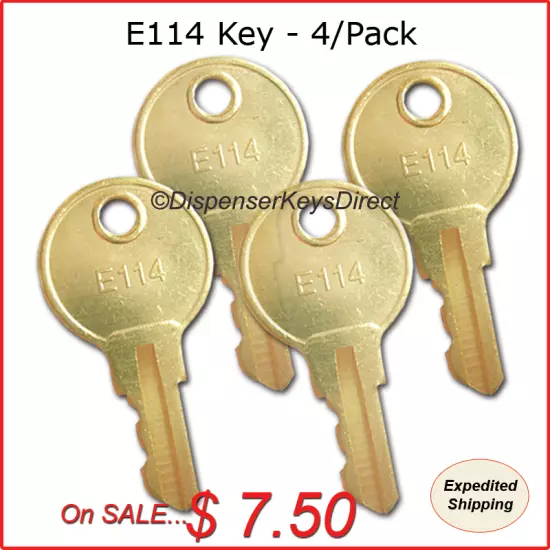 ASI - "E114" Key for Paper Towel, Toilet Tissue & Soap Dispensers - (4/pk.)