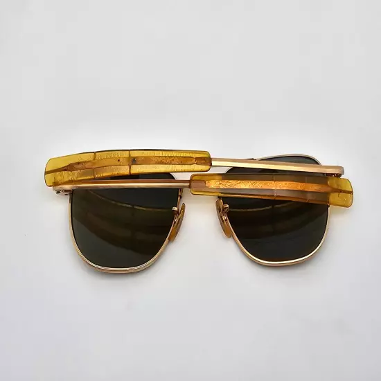 American Optical 1-10 12k GF Gold Fill Frame Glass Lens Pilot Aviator Sunglasses