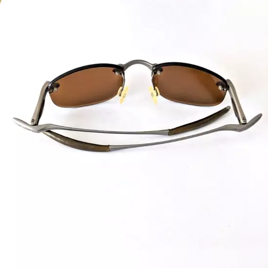 Vintage OAKLEY WHY 8 Brown Polarized Rimless Sunglasses Authentic 55MM