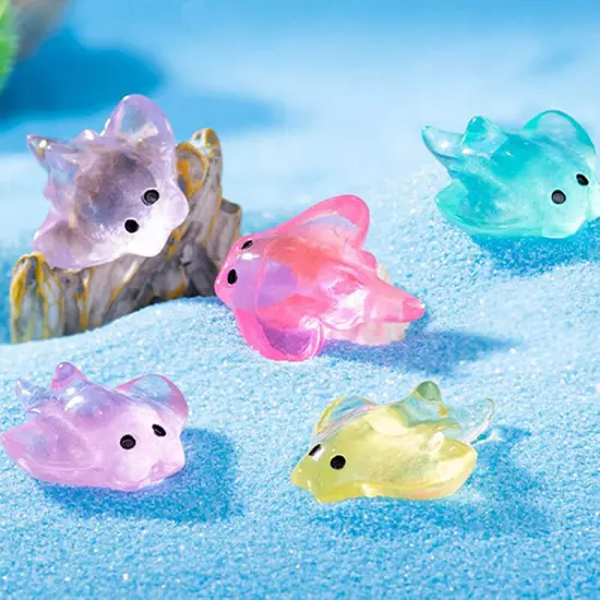 10Pcs Cartoon Mini Cute Manta Ray Mini Ornaments Aquarium Fish Tank Decoratio Sn