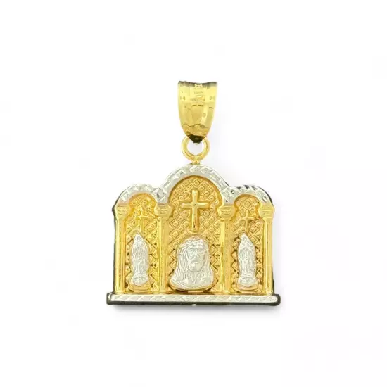 10KT Two Tone Gold Virgin Marry & Jesus Pendant - 2.5 Grm, Brand New