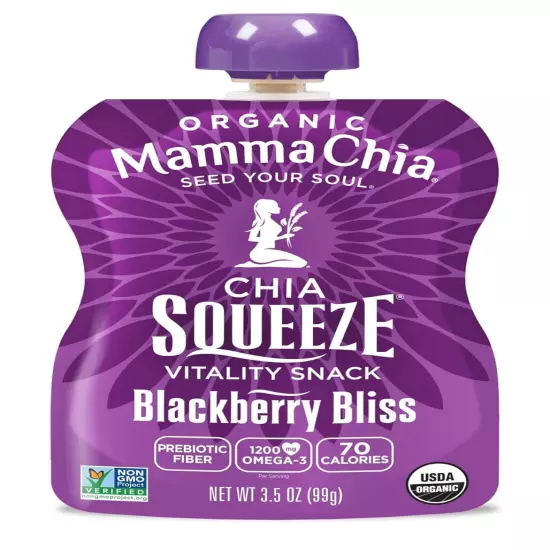 Organic Vitality Squeeze Snack, Blackberry Bliss, 3.5 Ounce Pack of 24 Chia P...