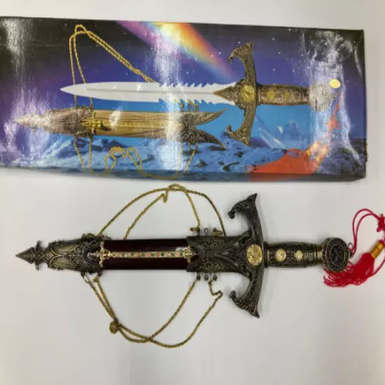 Long Decorative Dagger with 4 Chains/Sheath/Red Tassle #HK2039