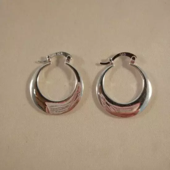 925 Sterling Silver Filled Oval Moon Shaped Ladies Fashion Hoops women's New