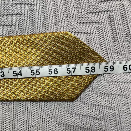 Echo gold geometric fan print silk tie