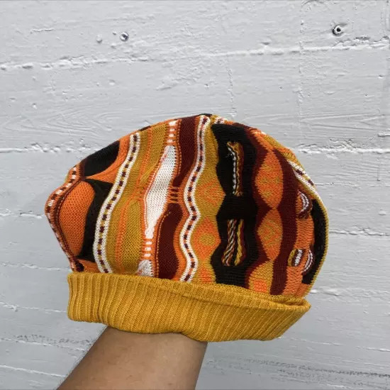 Vintage Coogi Style Austrailia Unisex Beanie Skull Cap OSFA 3D Knit Late 90s Y2K