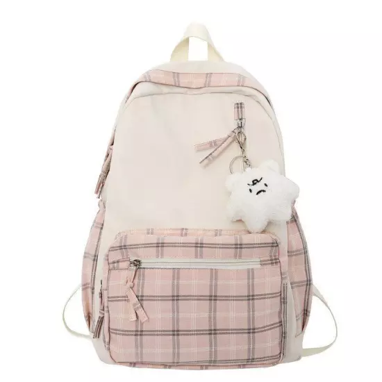 Girl Travel School Bag Book Backpack College Plaid Backpack Women Laptop Bag