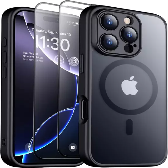 iPhone 16 Pro Case - Magnetic Translucent+2 Glass Protectors, Camera Protection