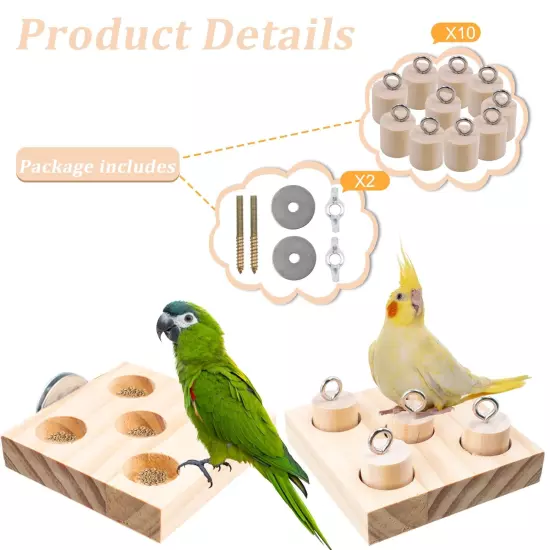 2 PCS Bird Perch Stand Platform Bird Foraging Toys Natural Wood Bird Toys Pla...