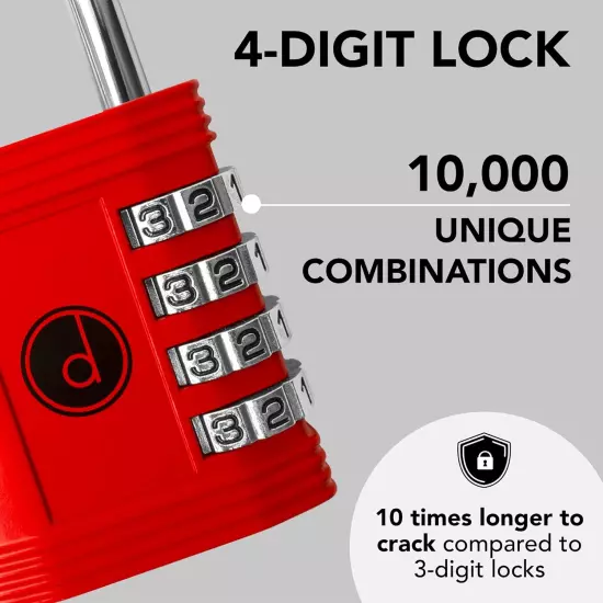 Padlock 4 Digit Combination Lock - for Gym School Locker, Outdoor Gate, Shed, Fe