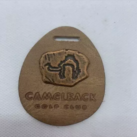 Camelback Golf Club Golf Bag Tag Leather Metal 3" Oval Scottsdale Arizona