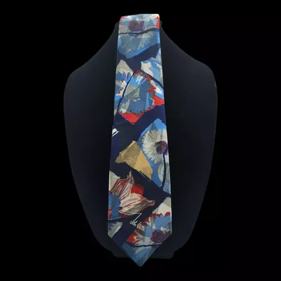 JOHN WEITZ Men's Polyester Necktie Blue Flowers 57.5" x 3.75" Floral