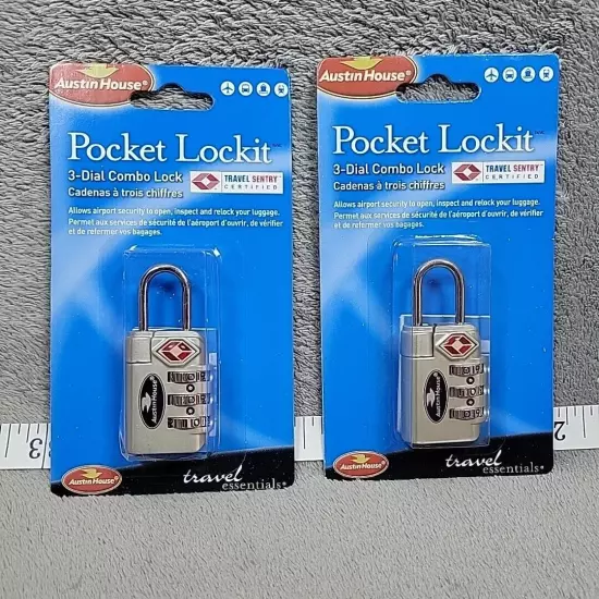 Luggage Lock Austin House Pocket Lockit Three Dial Combo Lock - SET OF 2