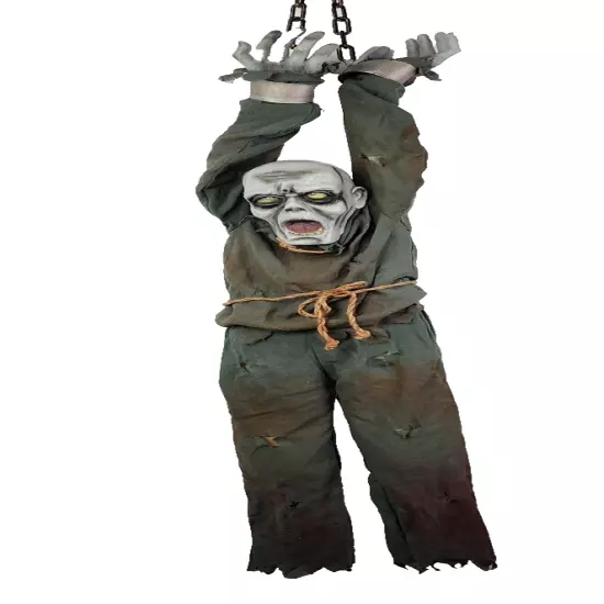 Hanging Prisoner Halloween Haunted House Prop Animatronic Spooky Zombie