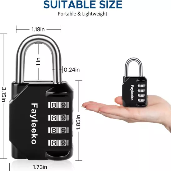 Combination Lock, 4 Digit Combination Padlock for School Gym Sports Locker, Fenc