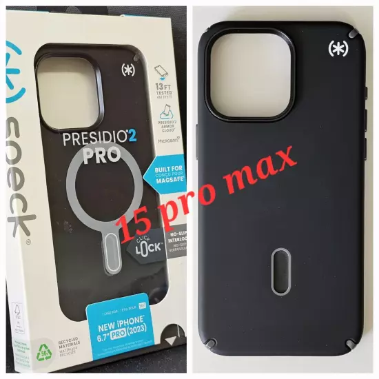 Speck Presidio2 Pro ClickLock MagSafe Case for iPhone 15 Pro Max - Black 