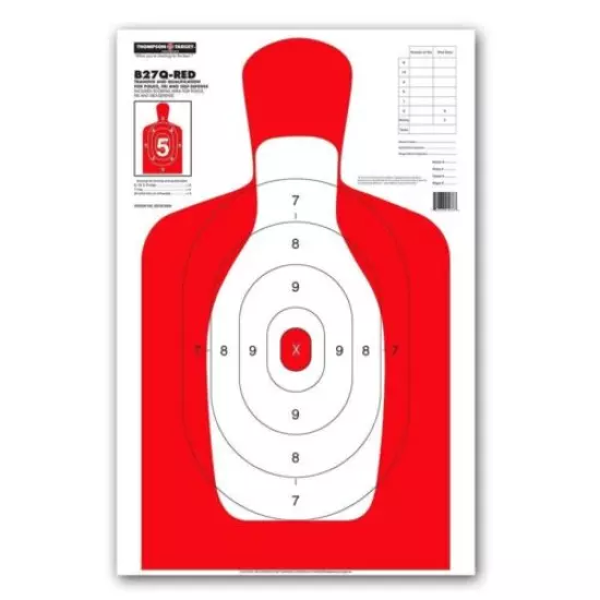 Thompson Target | B27Q-Red Silhouette Qualification Shooting Targets - 25"x38"