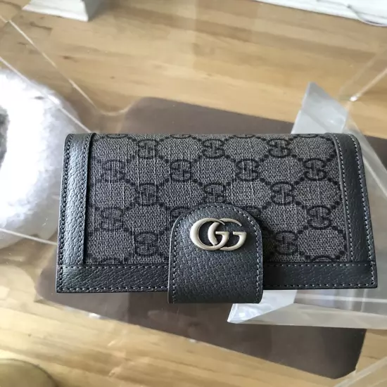 Gucci Gray Passport Holder With GG Monogram 