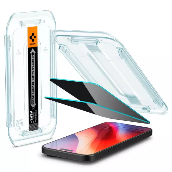 Spigen [GLAStR EZ Fit - Privacy] Screen Protector for iPhone 16 Pro Max / 16 Pro