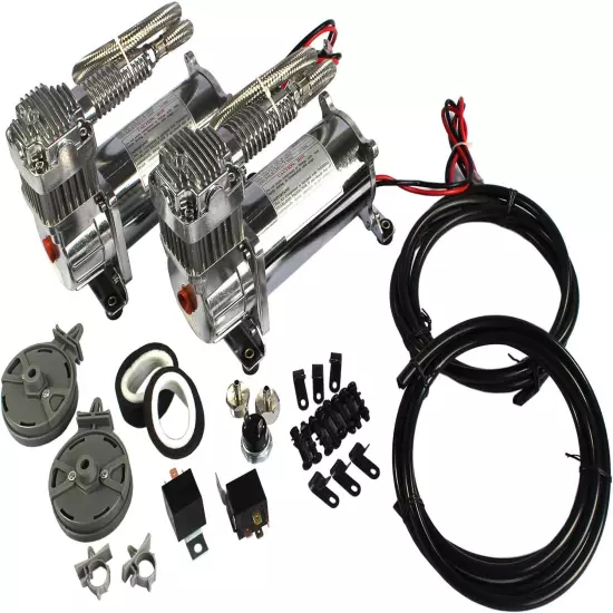 New 12 Volt Dual Chrome 440C 200 PSI Air Compressor Kit 440C