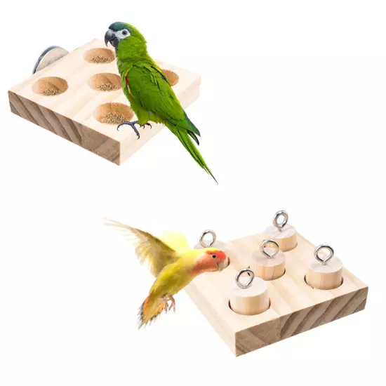 2 PCS Bird Perch Stand Platform Bird Foraging Toys Natural Wood Bird Toys Pla...