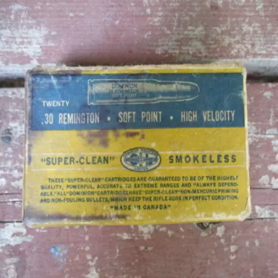 Vintage 1930s Canadian Industries .30 Remington cartridge box