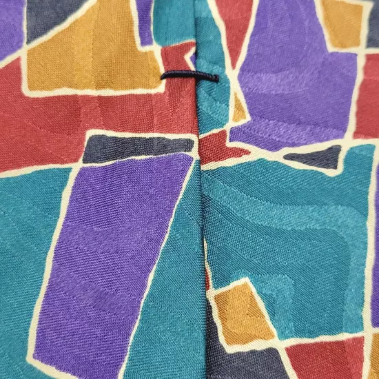 Kenneth Gordon New Orleans Colorful Hand Printed Silk Geometric Necktie USA