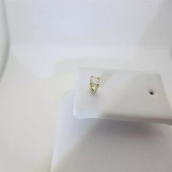 14k Mens Diamond Stud Earring Single Solid Gold Natural Diamond Pierced 3.5mm