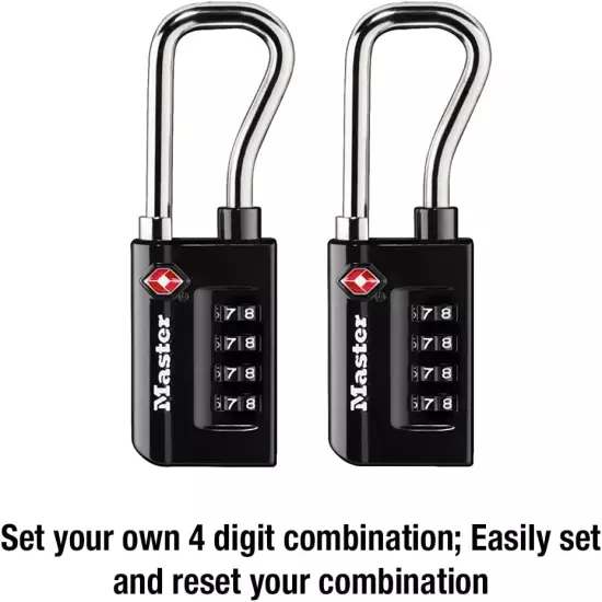 4696T, Pack of 2 TSA Approved Luggage Lock, 2 Pack, Set Your Own Combination, Bl