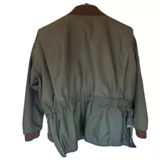 Spinging Teal Weather Coat -- Olive with Brown Distressed Leather Size XL