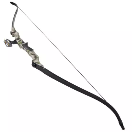 40 lb Black / White / Camouflage Camo Archery Hunting Recurve Bow Compound 55 30