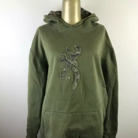 BROWNING Graphic Logo Long Sleeve Green Hooded Sweatshirt Hoodie Men's Size 2XL