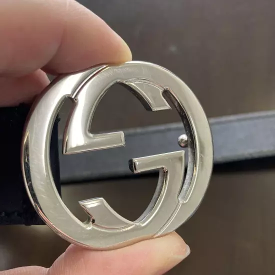 GUCCI GG Buckle Belt Men s Leather Black Made in Italy