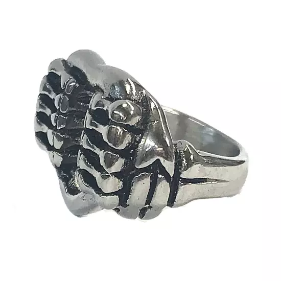 Stainless Steel Men’s Biker Style Ring Size 12 Prisoner Of Love Hands 15 Grams