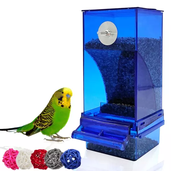 No Mess Bird Cage Feeder Automatic Parrot Seed Feeders with Chew Balls Acryli...