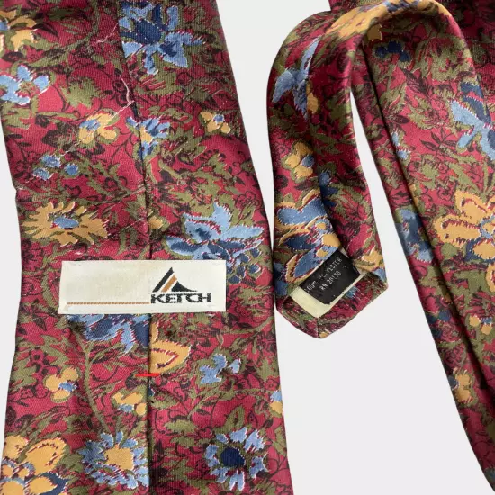 Ketch Red Floral Paisley Art Print Necktie Tie 3.5" x 58"