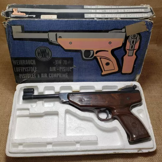 Vintage German Weihrauch HW70 Beeman Air Gun Pistol Kal 4.5 W/ Original Box